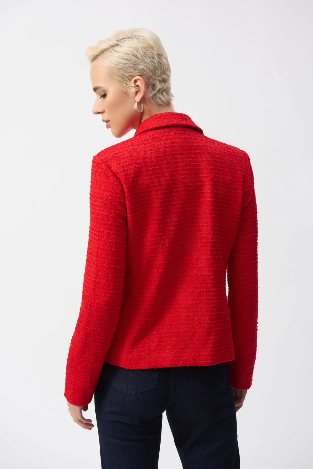 Radiant Red Bouclé Fitted Blazer Style 251239 6