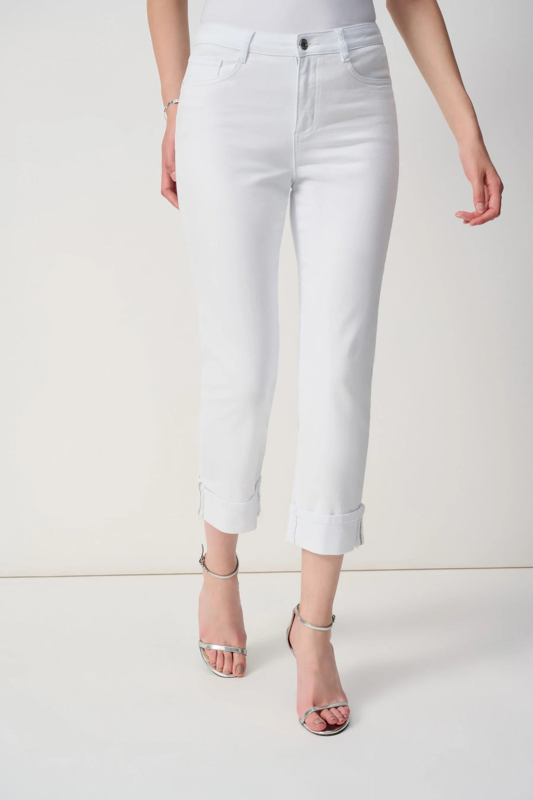 Joseph Ribkoff Turned Embellished Hem Slim Fit Cropped Jeans Style 251960 3
