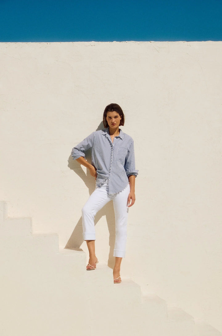 Joseph Ribkoff Turned Embellished Hem Slim Fit Cropped Jeans Style 251960 7