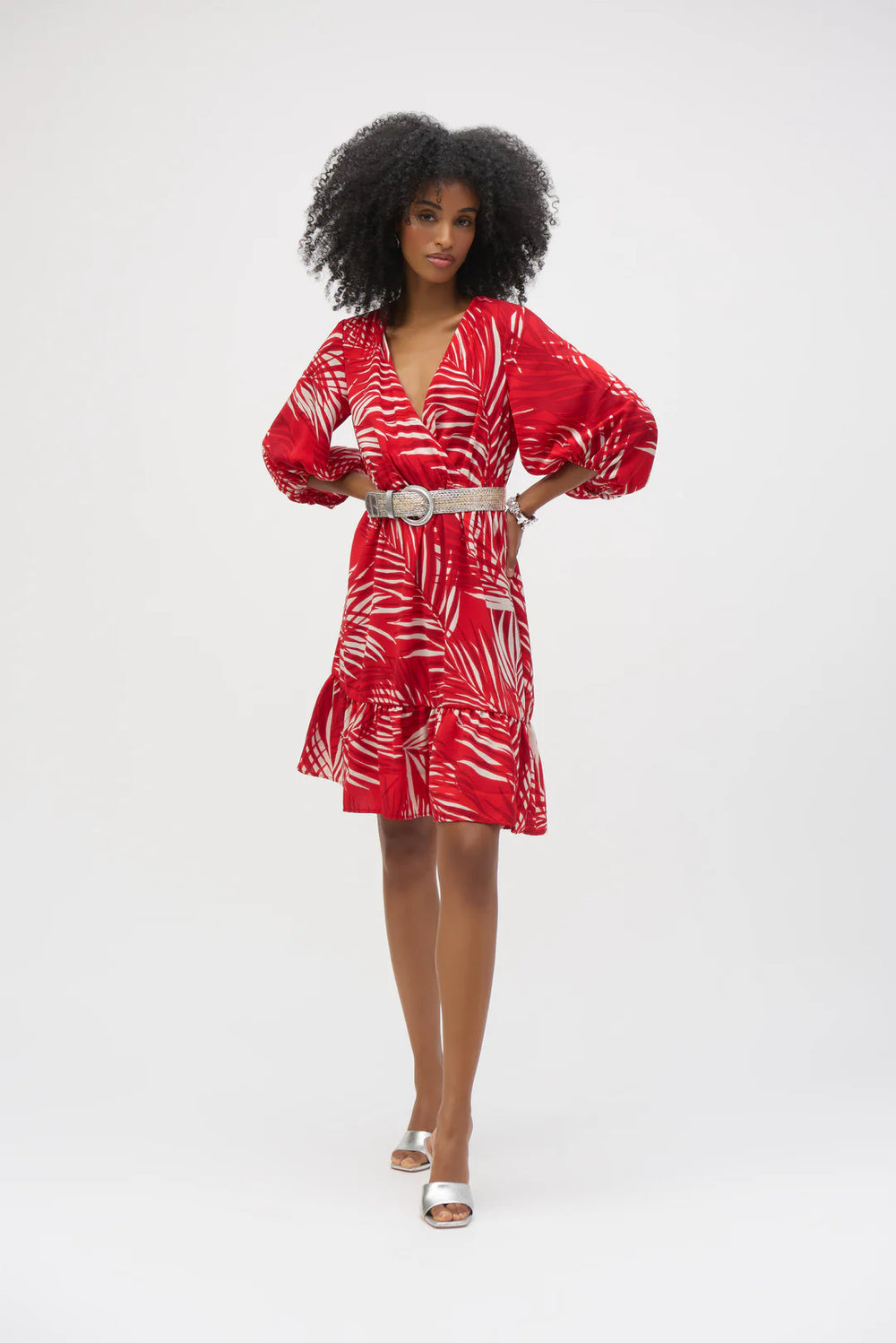 Gauze Tropical Print Flounced Dress Style 252089 2
