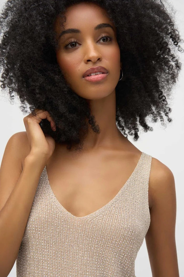 Metallic Knitted Camisole With Rhinestones Style 252915 Champagne 3