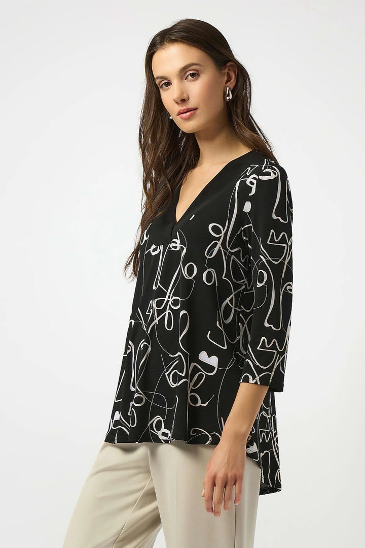 Joseph Ribkoff Silky Knit Face Print Flared Top Style 253138 1
