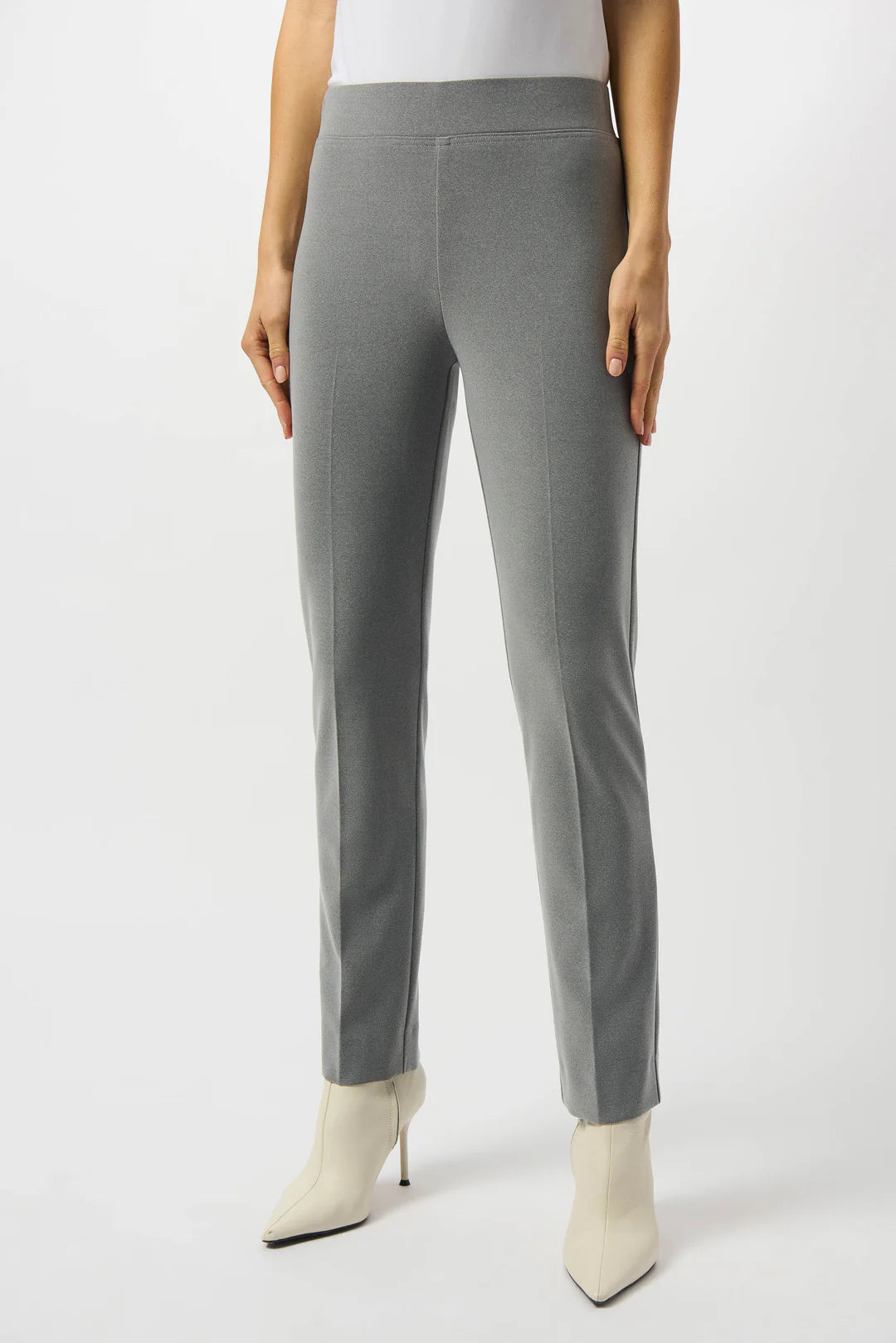 Joseph Ribkoff Grey Melange Silky Knit Straight Leg Pull-On Pants Style 253295   2