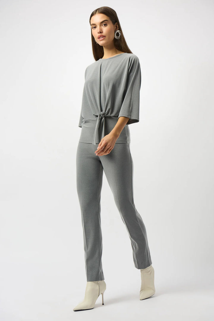 Joseph Ribkoff Grey Melange Silky Knit Straight Leg Pull-On Pants Style 253295   3