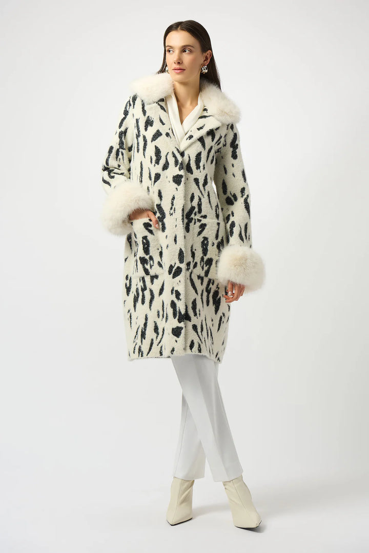 Joseph Ribkoff Animal Print Coat with Faux Fur Trim Style 253904 2