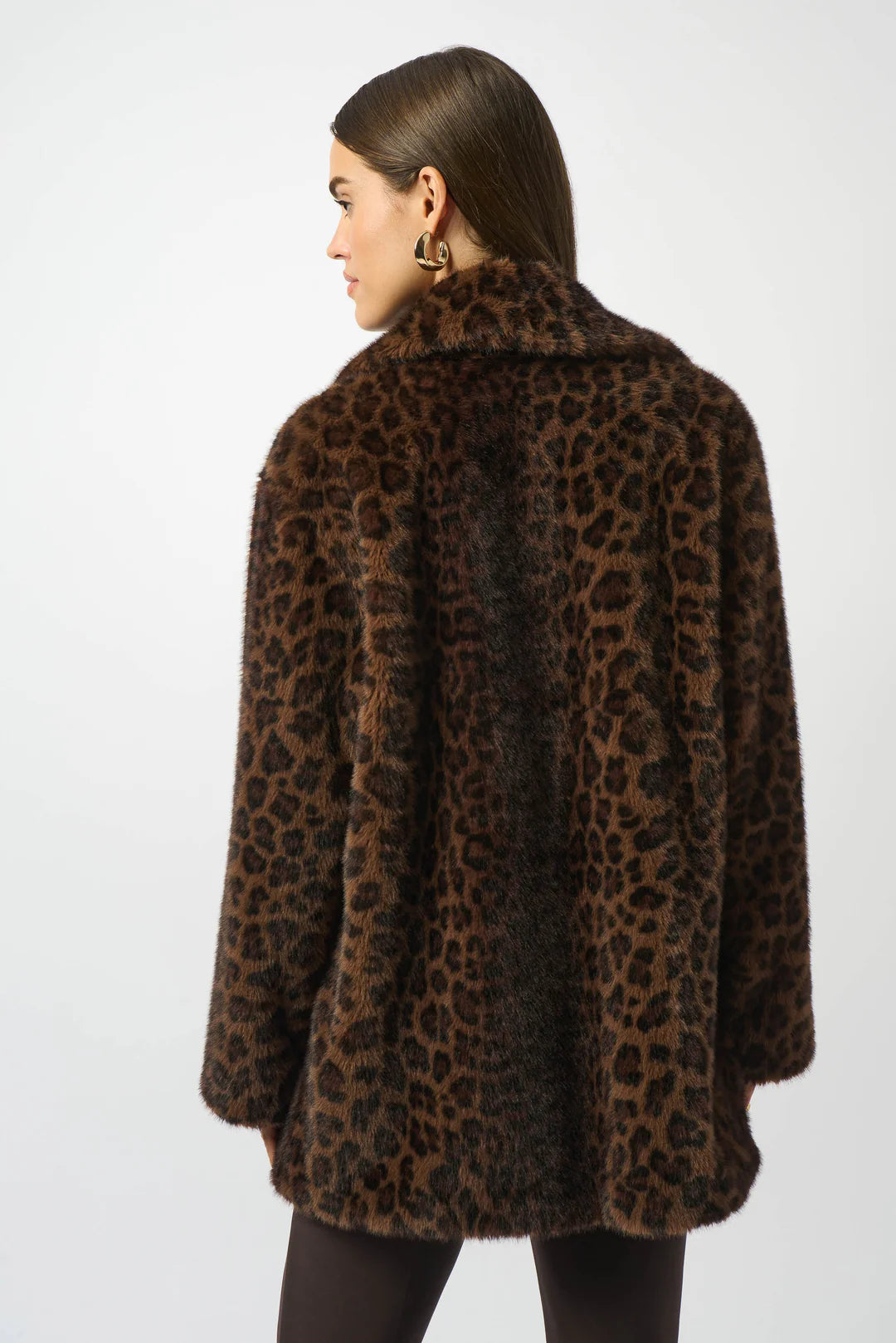 Joseph Ribkoff Faux Fur Leopard Print Double-Breasted Coat Style 253937 5