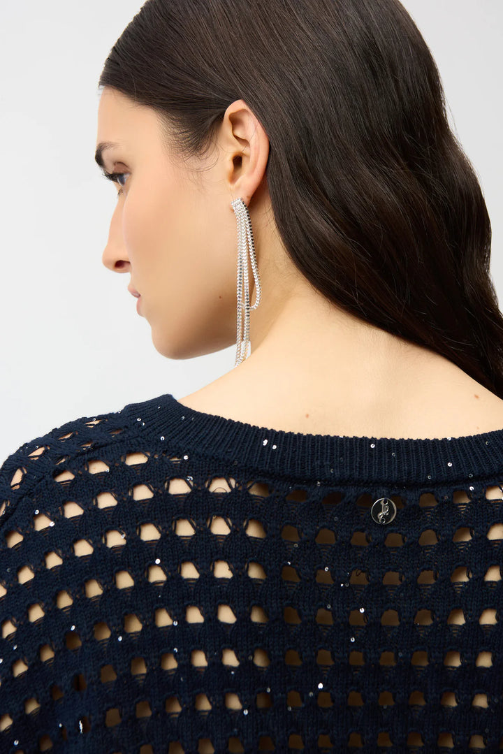 Joseph Ribkoff Cotton Blend Open Stitch Boxy Sweater Style 261925 3