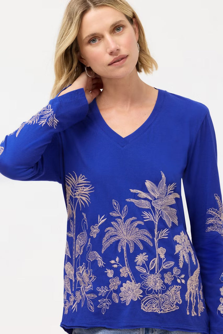 Johnny Was Riley Slit Sleeve Tee Iris Bue 2