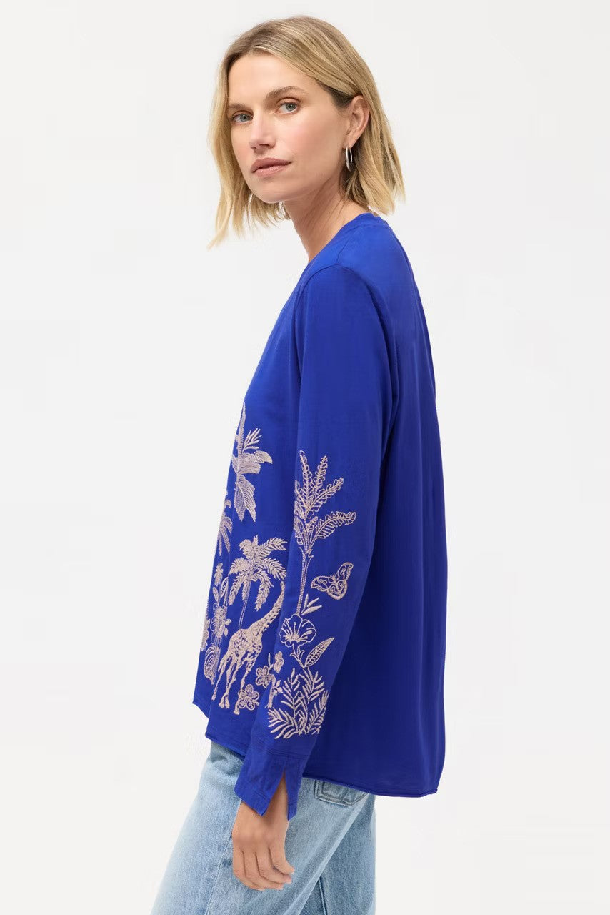 Johnny Was Riley Slit Sleeve Tee Iris Bue 3