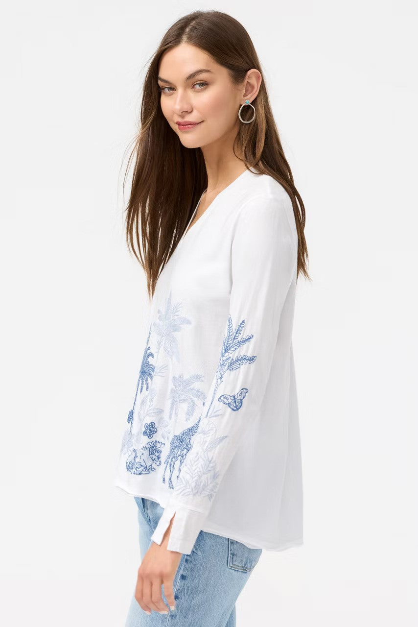 Johnny Was Riley Slit Sleeve Tee White 3