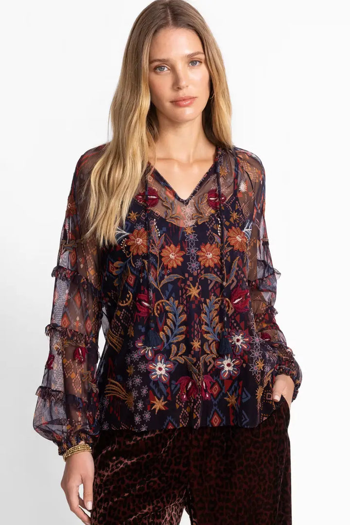 Johnny Was Saphire Mesh Blouse  1