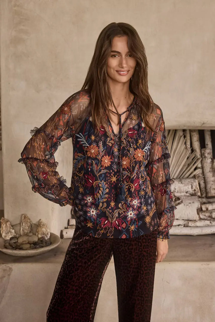 Johnny Was Saphire Mesh Blouse 