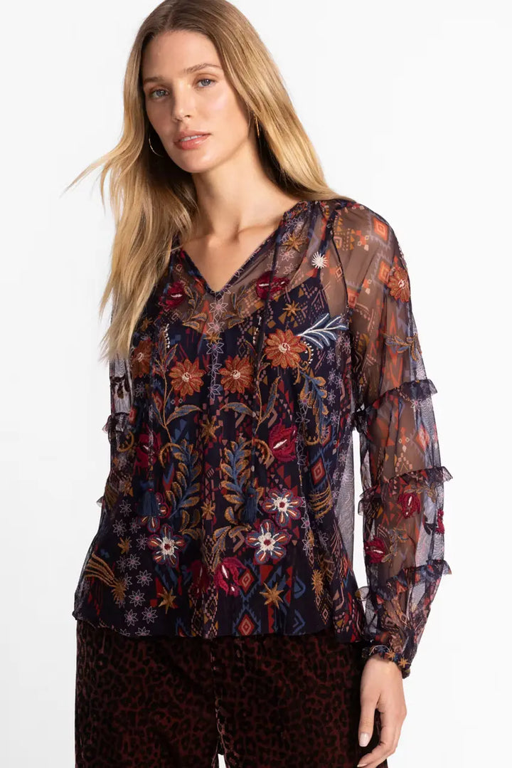 Johnny Was Saphire Mesh Blouse  2