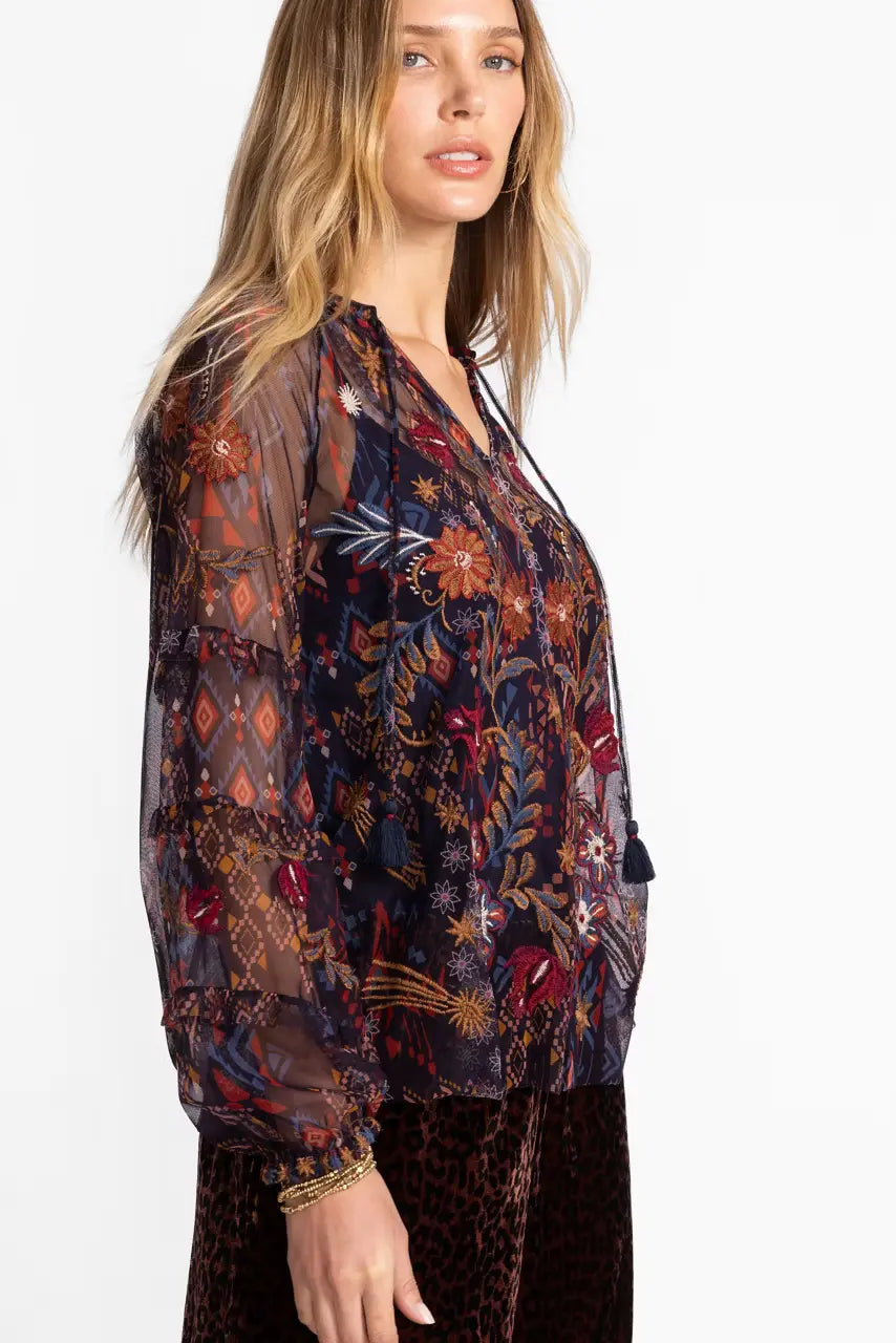 Johnny Was Saphire Mesh Blouse  3