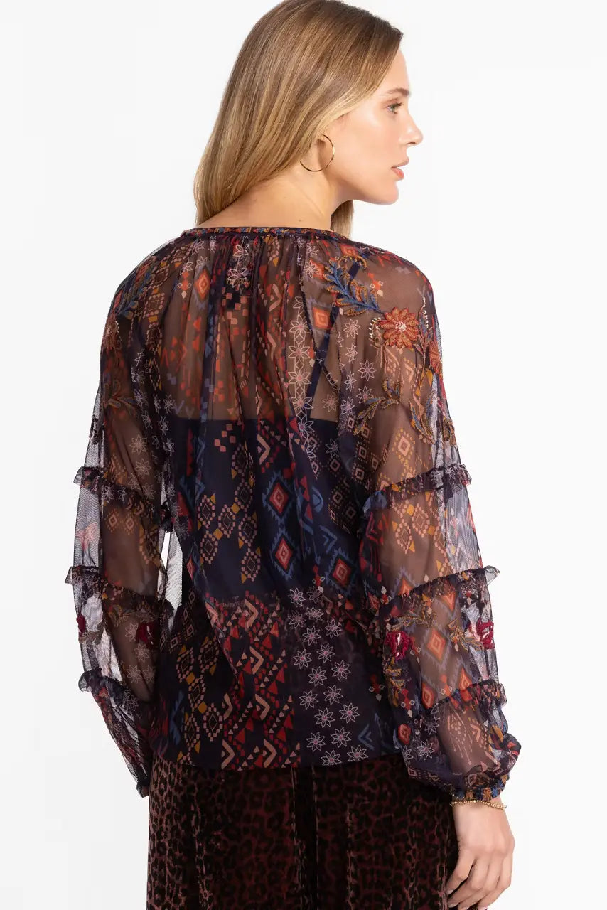 Johnny Was Saphire Mesh Blouse  4