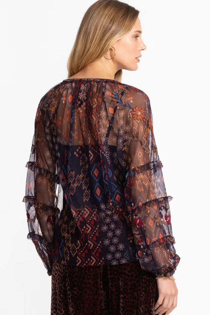Johnny Was Saphire Mesh Blouse  4