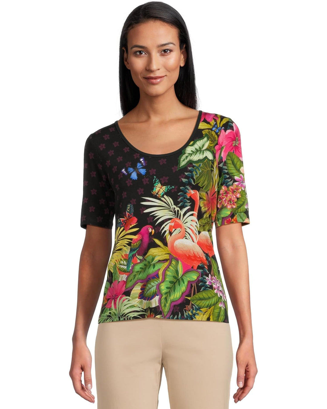 Johnny Was The Janie Favorite Scoop Neck Fitted Tee - Amorina 1