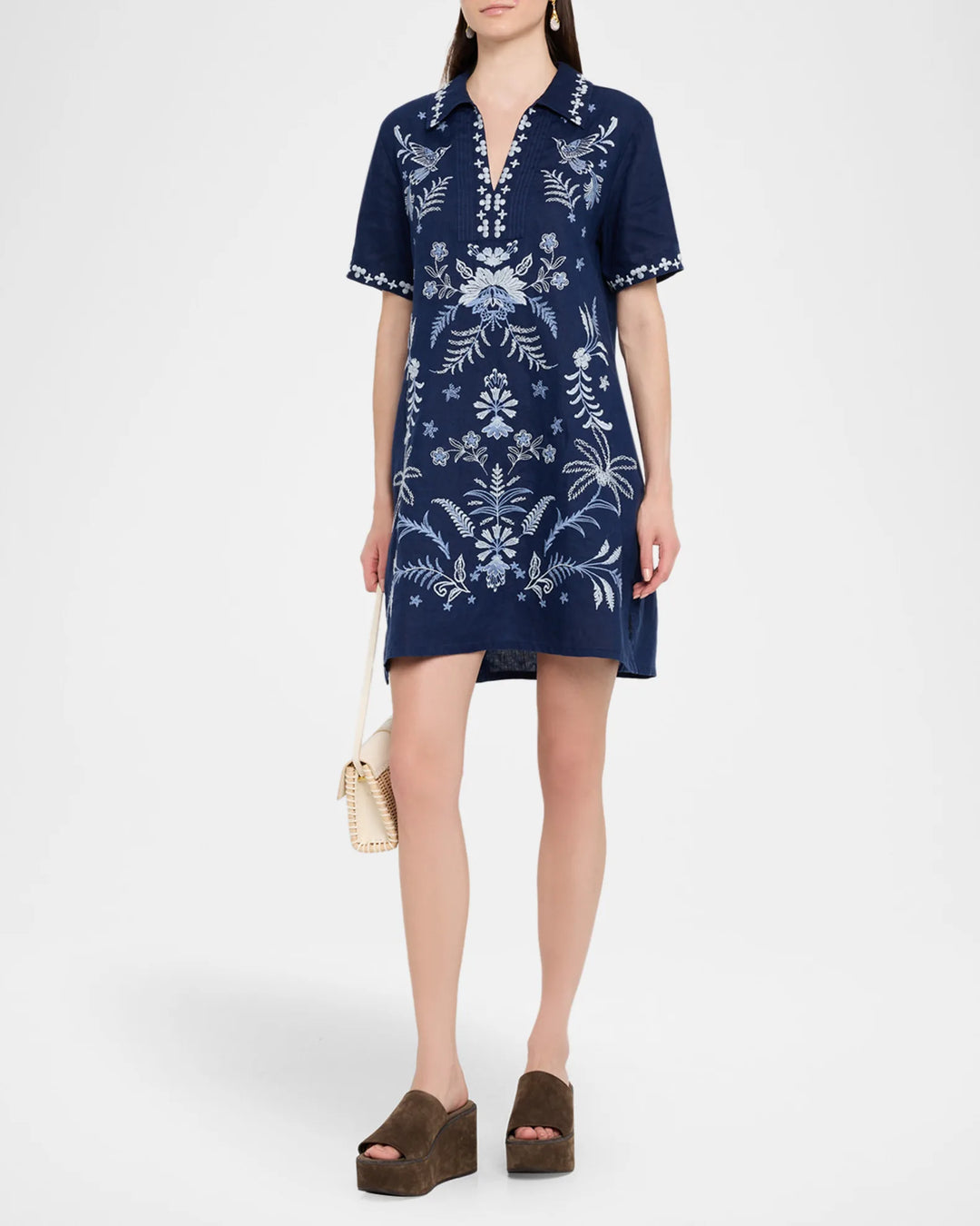 Johnny Was  Linen Henley Collared Dress - Winona Blue Night 1