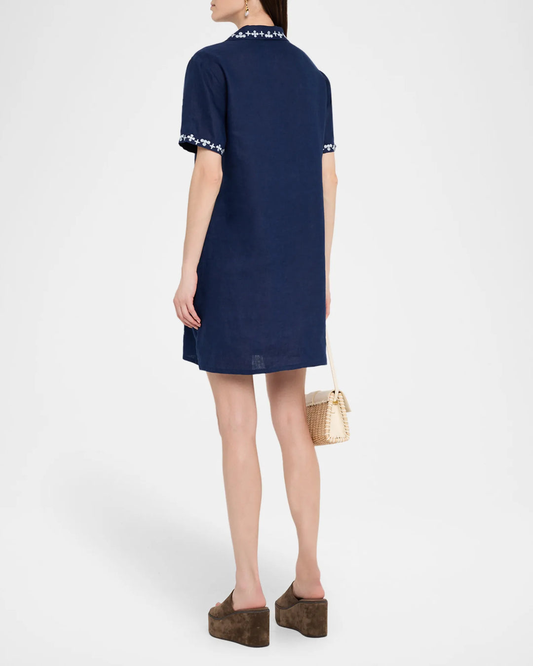Johnny Was  Linen Henley Collared Dress - Winona Blue Night 3