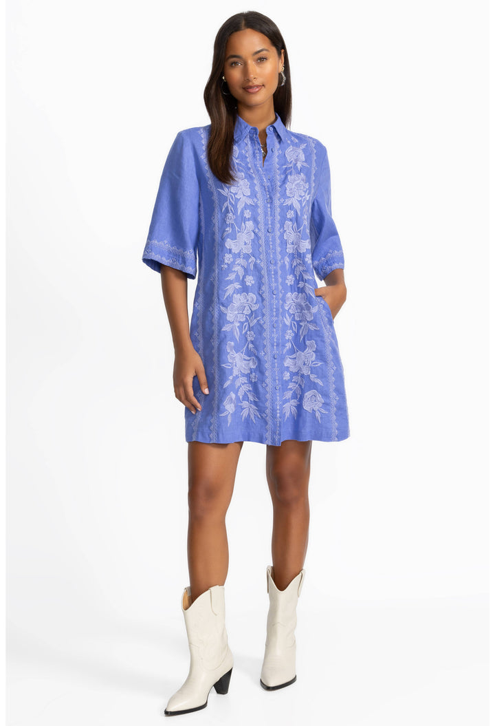 Johnny Was Kimono Sleeve Linen Shirt Dress 2