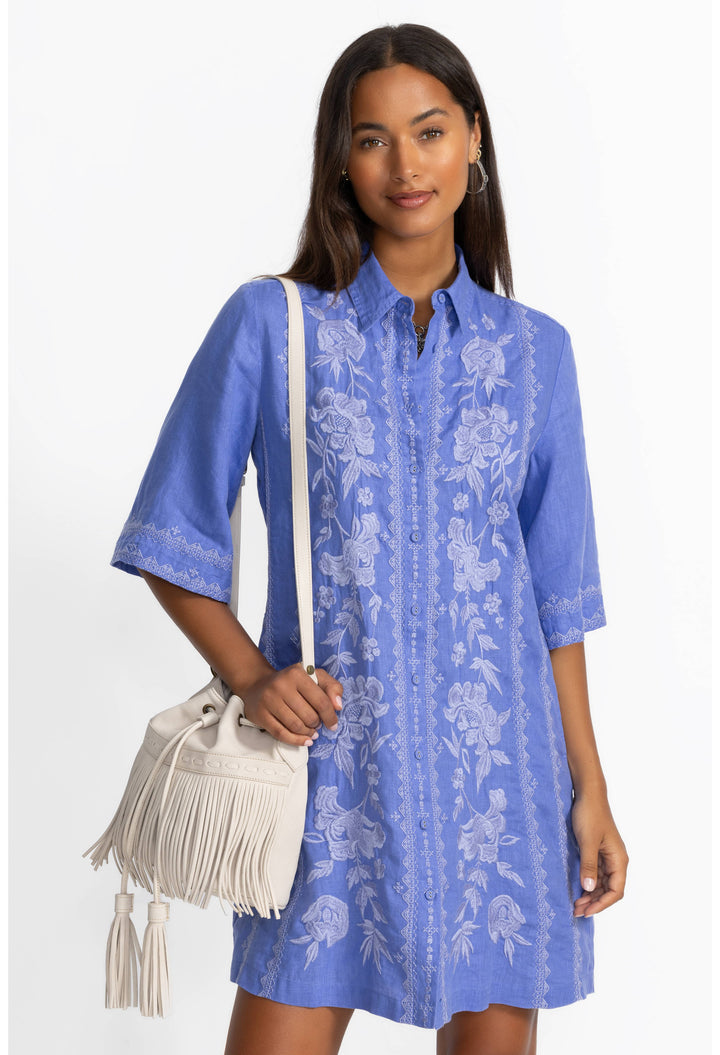 Johnny Was Kimono Sleeve Linen Shirt Dress 3