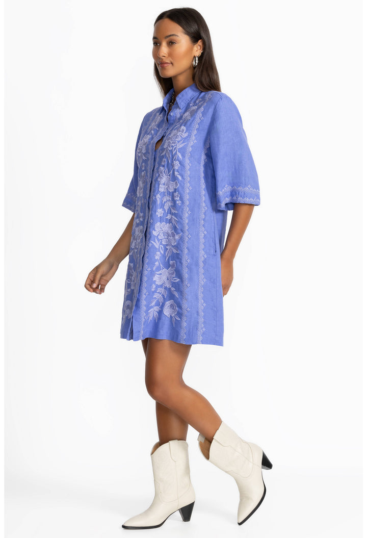Johnny Was Kimono Sleeve Linen Shirt Dress 4