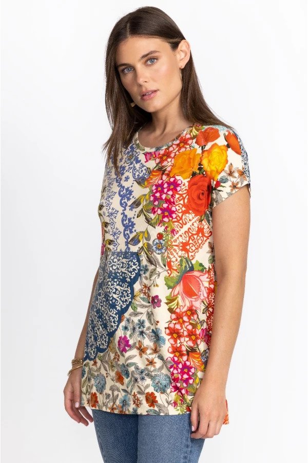 Tango Relaxed Dolman Sleeve Tunic - Floral Print - Tunic - Side.