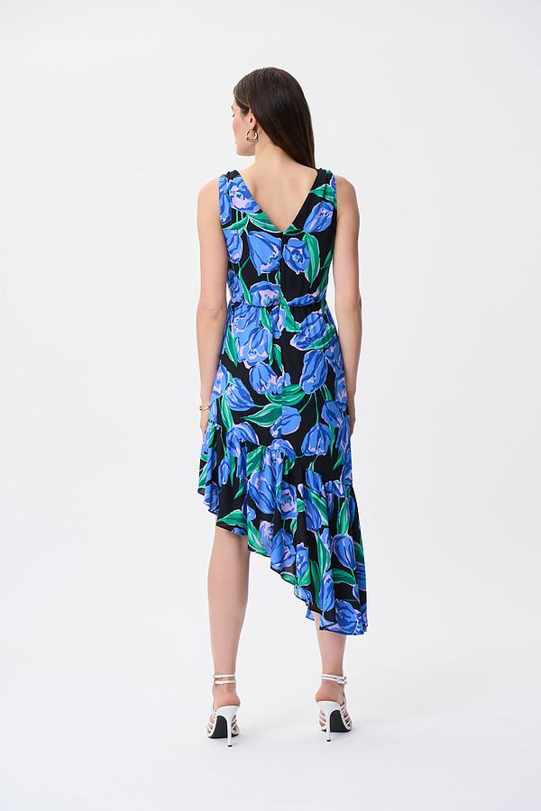 Joseph Ribkoff Floral Asymmetrical Hem Dress Style 231185 Back.