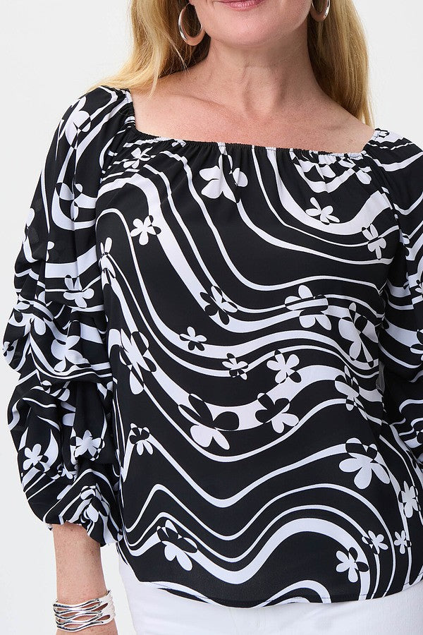 Joseph Ribkoff Flower Power Top Style 231234 Close-up Detail.