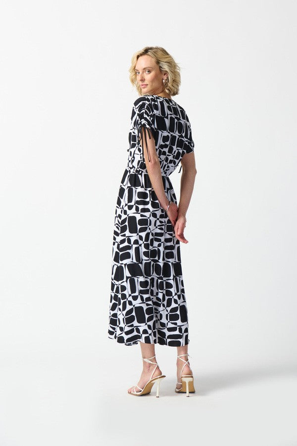 Joseph Ribkoff Shirred Sleeve Midi Dress Style 242100 Back