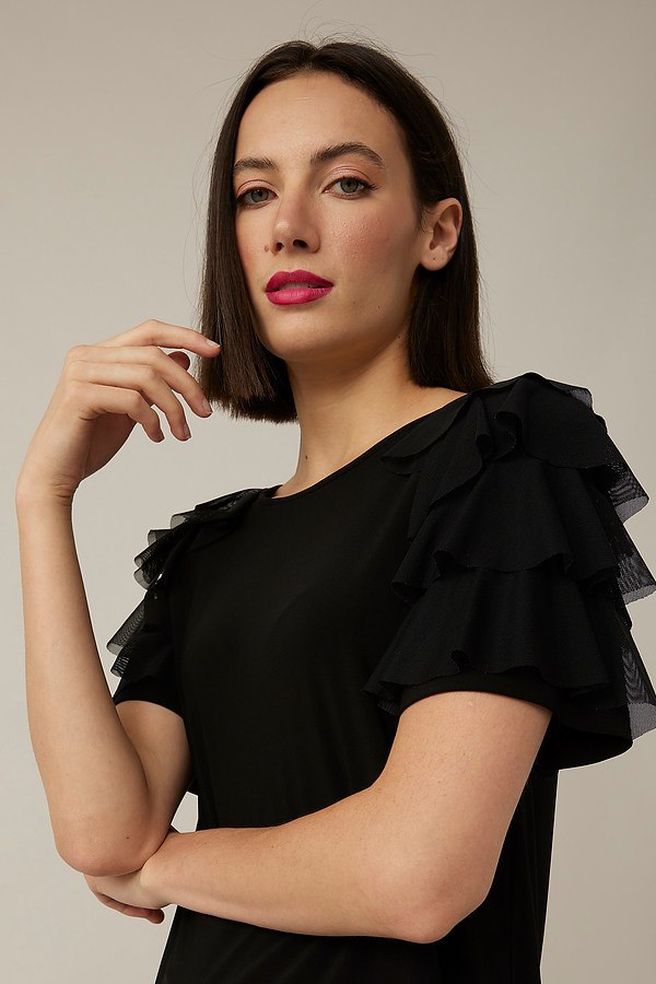 Joseph Ribkoff Tiered Ruffle Sleeve Top Style 221048 Close-up.