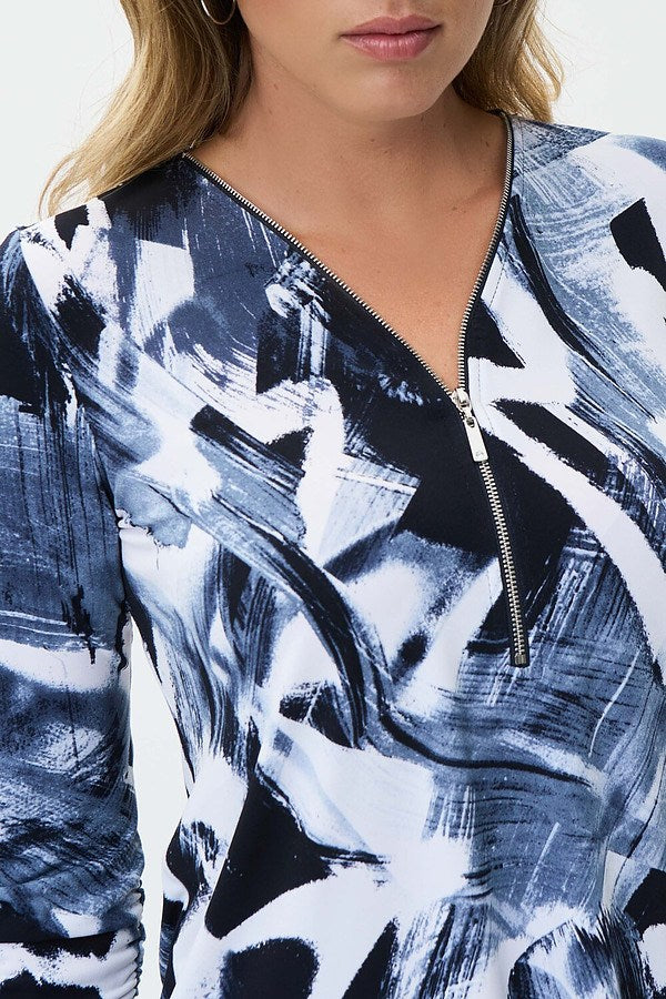 Joseph Ribkoff Zip Front Printed Tunic Style 231299 Close-up Detail.