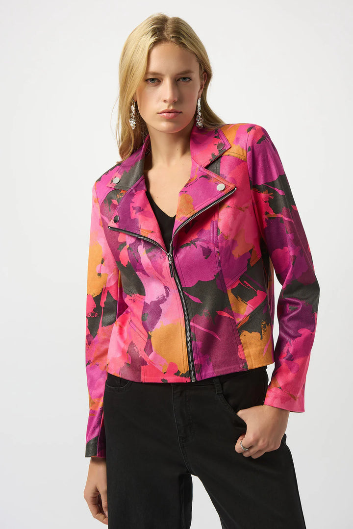 Foiled Faux Suede Abstract Print Fitted Jacket 253954 1
