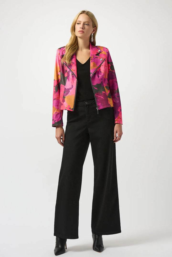 Foiled Faux Suede Abstract Print Fitted Jacket 253954 2