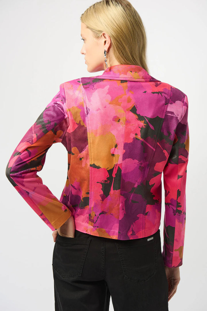 Foiled Faux Suede Abstract Print Fitted Jacket 253954 4