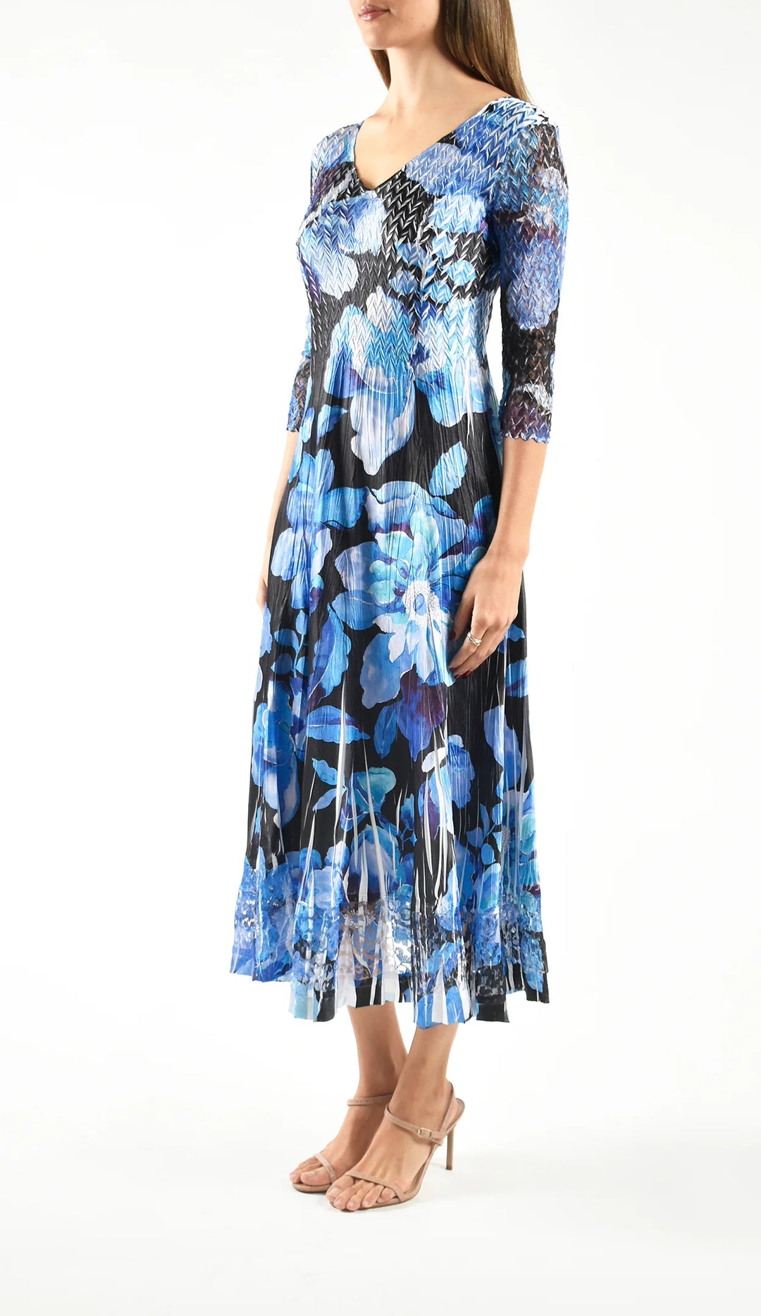 Lace Sleeve Charmeuse Midi Dress 2