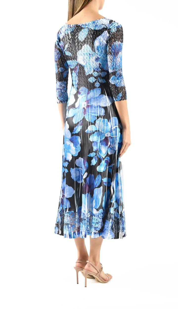 Lace Sleeve Charmeuse Midi Dress 3