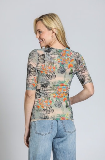 Butterfly Print Mesh Top 4
