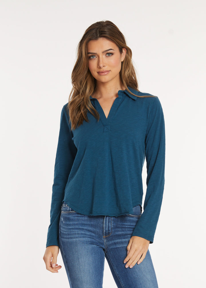 Mododoc Long Sleeve Easy Polo Tee Fanta-Sea 1