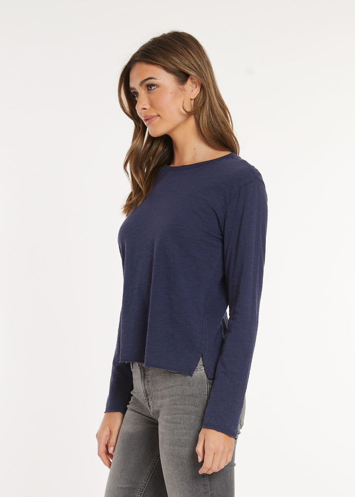 Mododoc Long Sleeve Cropped Boxy Tee Vibrant Navy 2