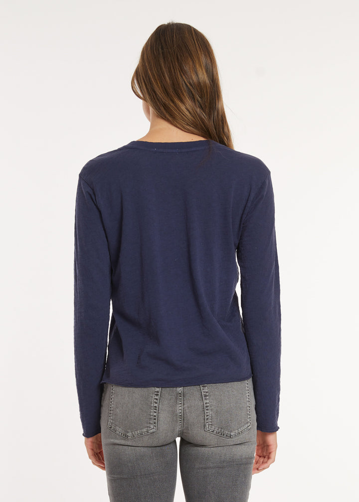 Mododoc Long Sleeve Cropped Boxy Tee Vibrant Navy 3