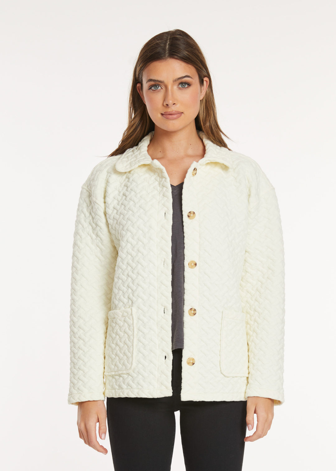 Mododoc Quilted Long Sleeves Cardigan with Buttons 1