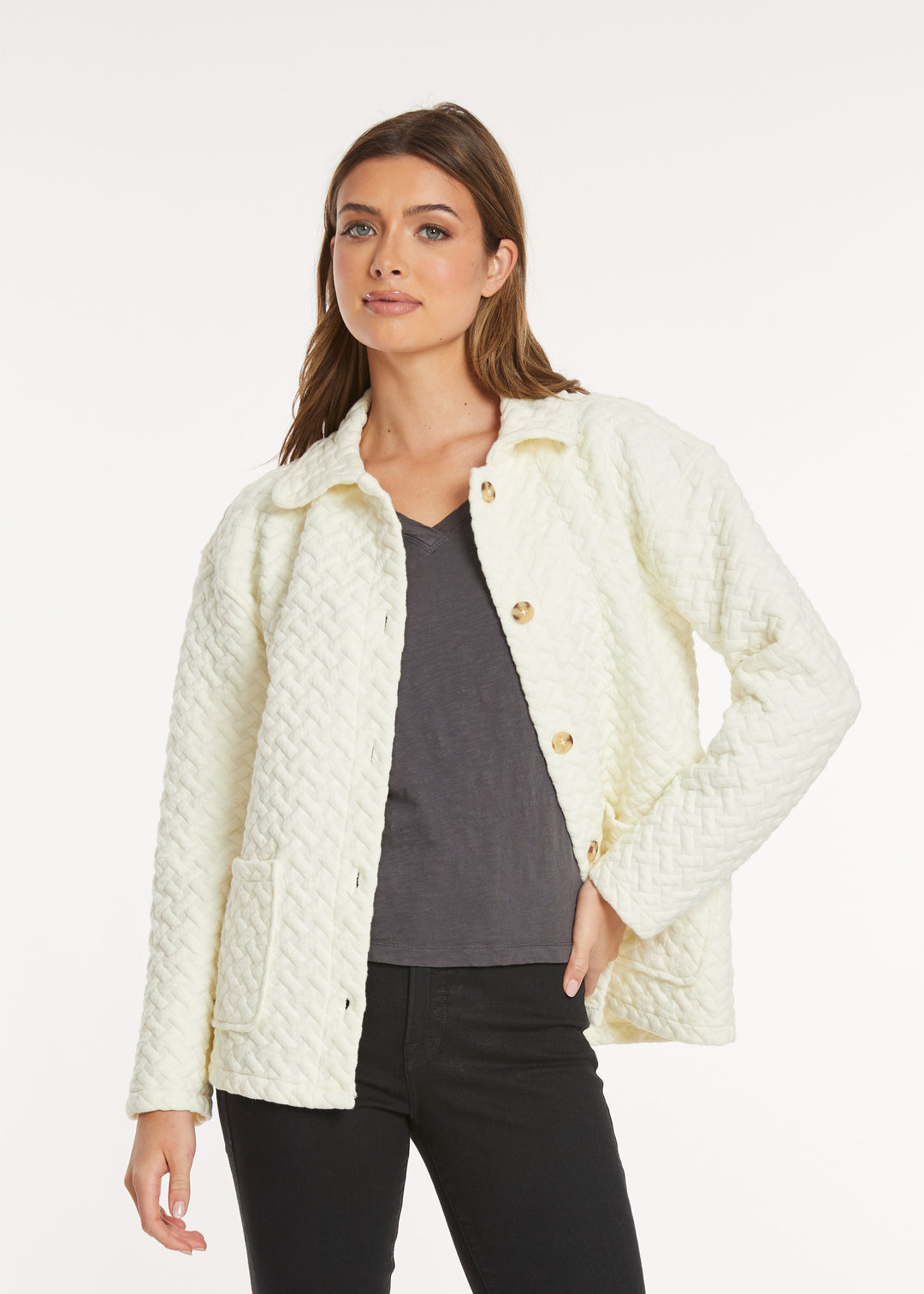 Mododoc Quilted Long Sleeves Cardigan with Buttons 2