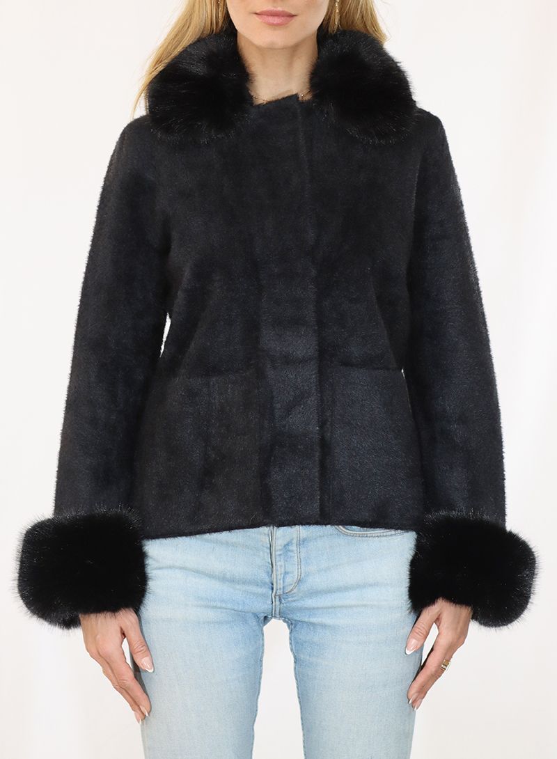 Metric Knits Faux Fur Collar and Cuffs Jackets