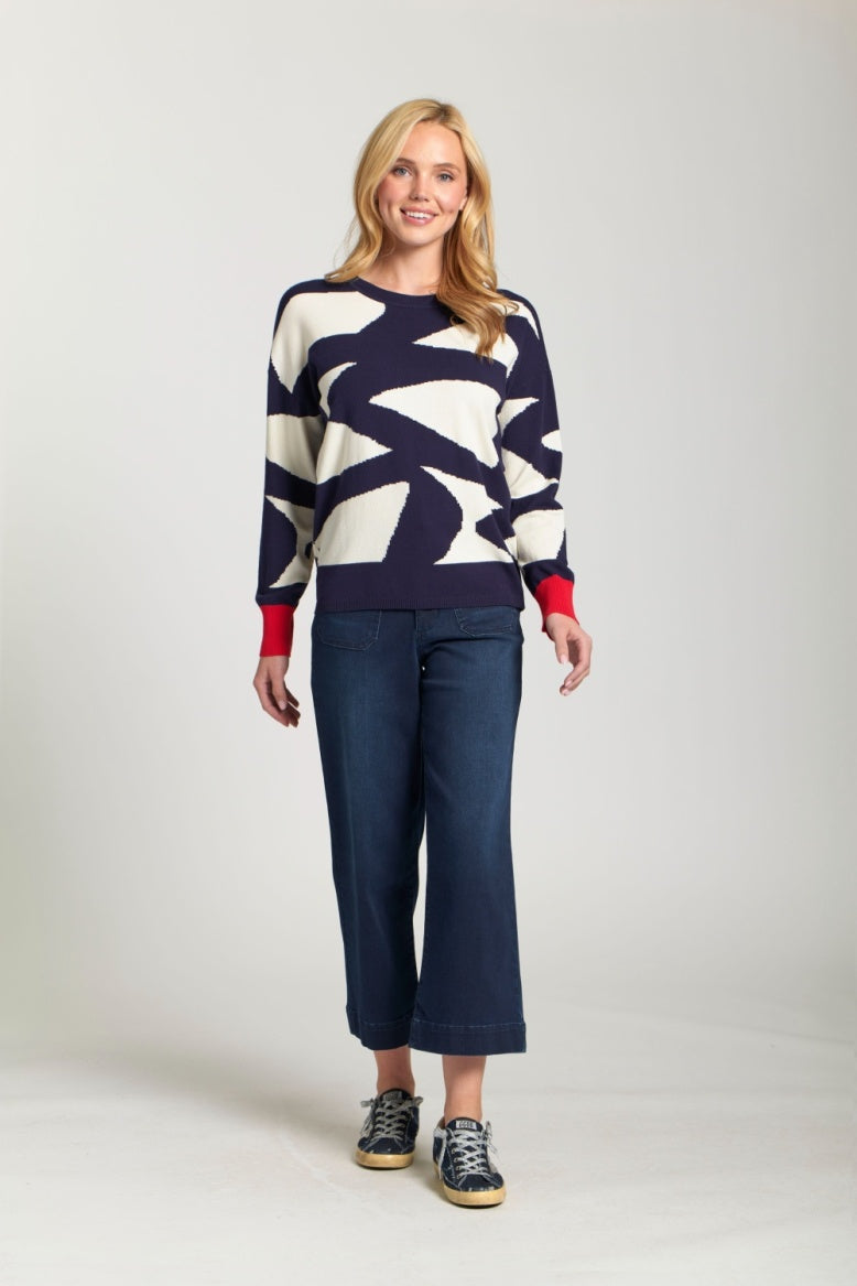 APNY Graphic Print Crew Neck Knit Sweater 2