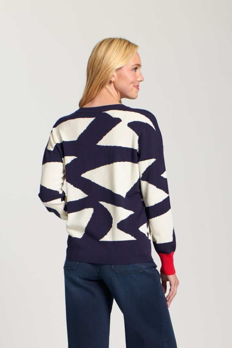 APNY Graphic Print Crew Neck Knit Sweater 5