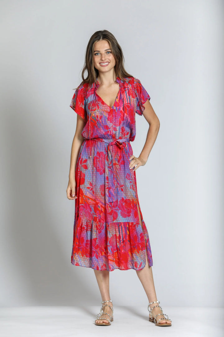 Short Sleeve Dress With Smocked Shoulder Detail 1