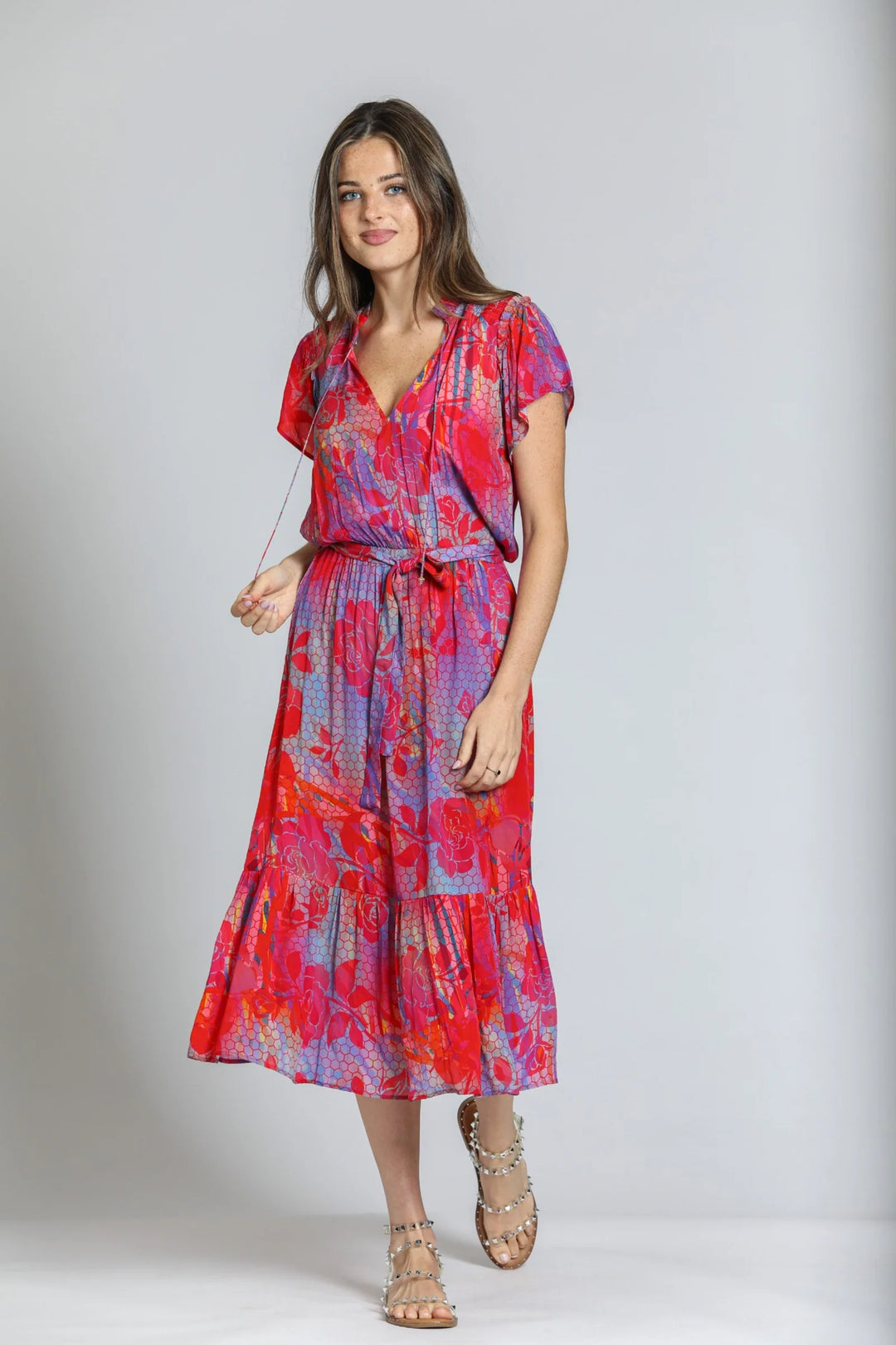 Short Sleeve Dress With Smocked Shoulder Detail 2