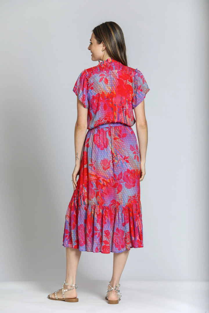 Short Sleeve Dress With Smocked Shoulder Detail 4